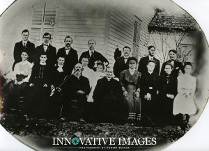 Old 1800 group portrait before photo restoration