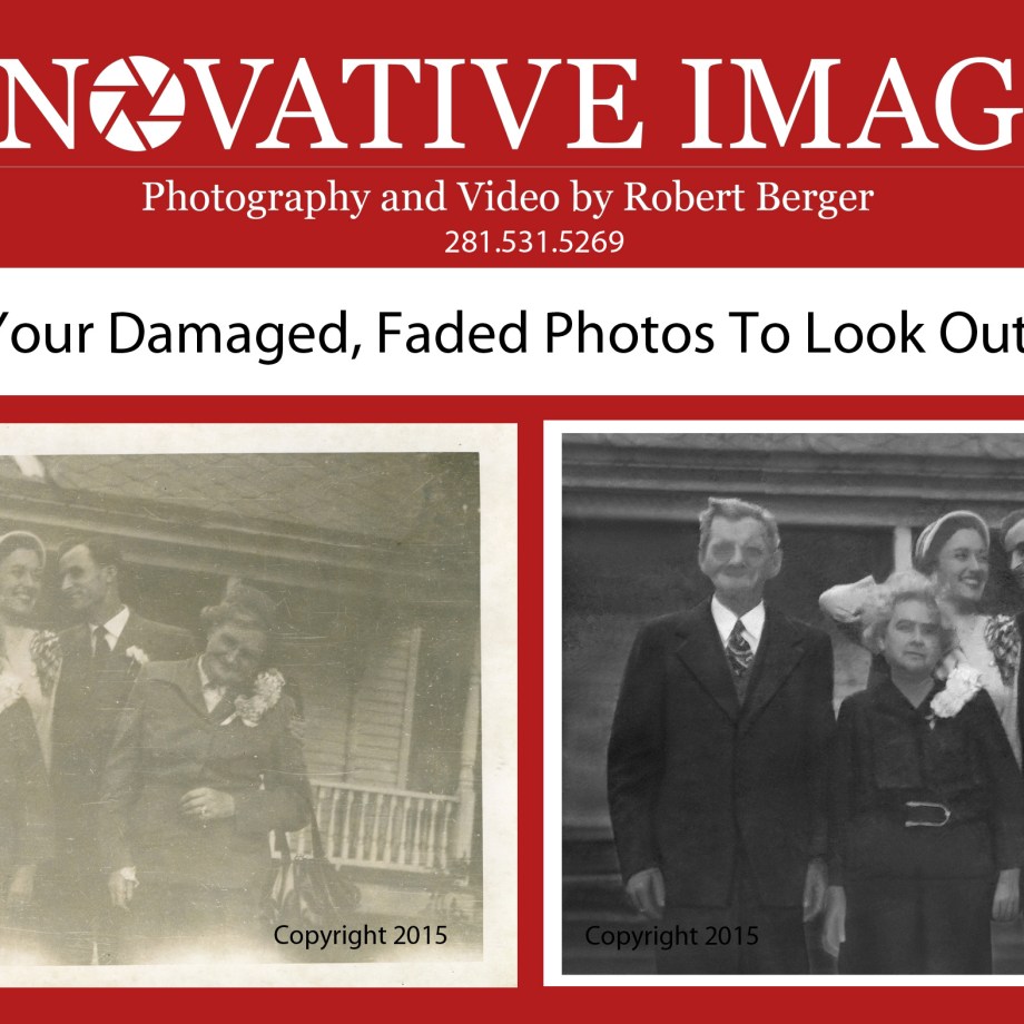 Photograph Restoration Houston- This black and white photo was very scratched and faded. See our final photo restoration.