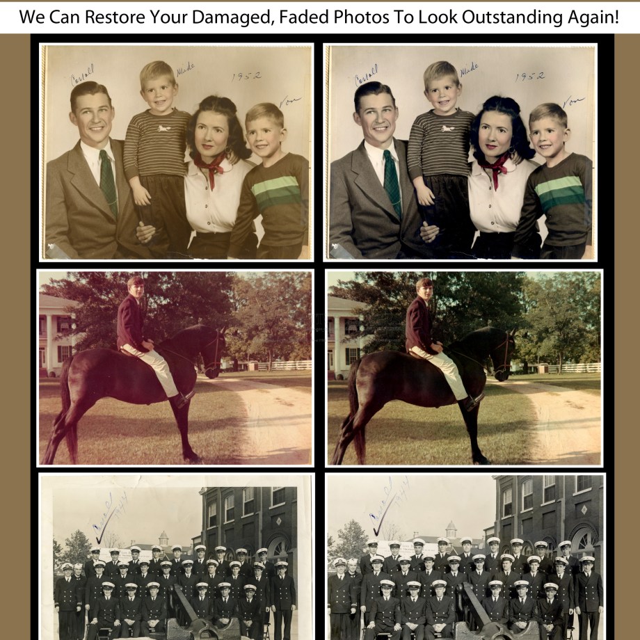 Old Damaged Scratched torn Photo Restoration, Photo Reproduction